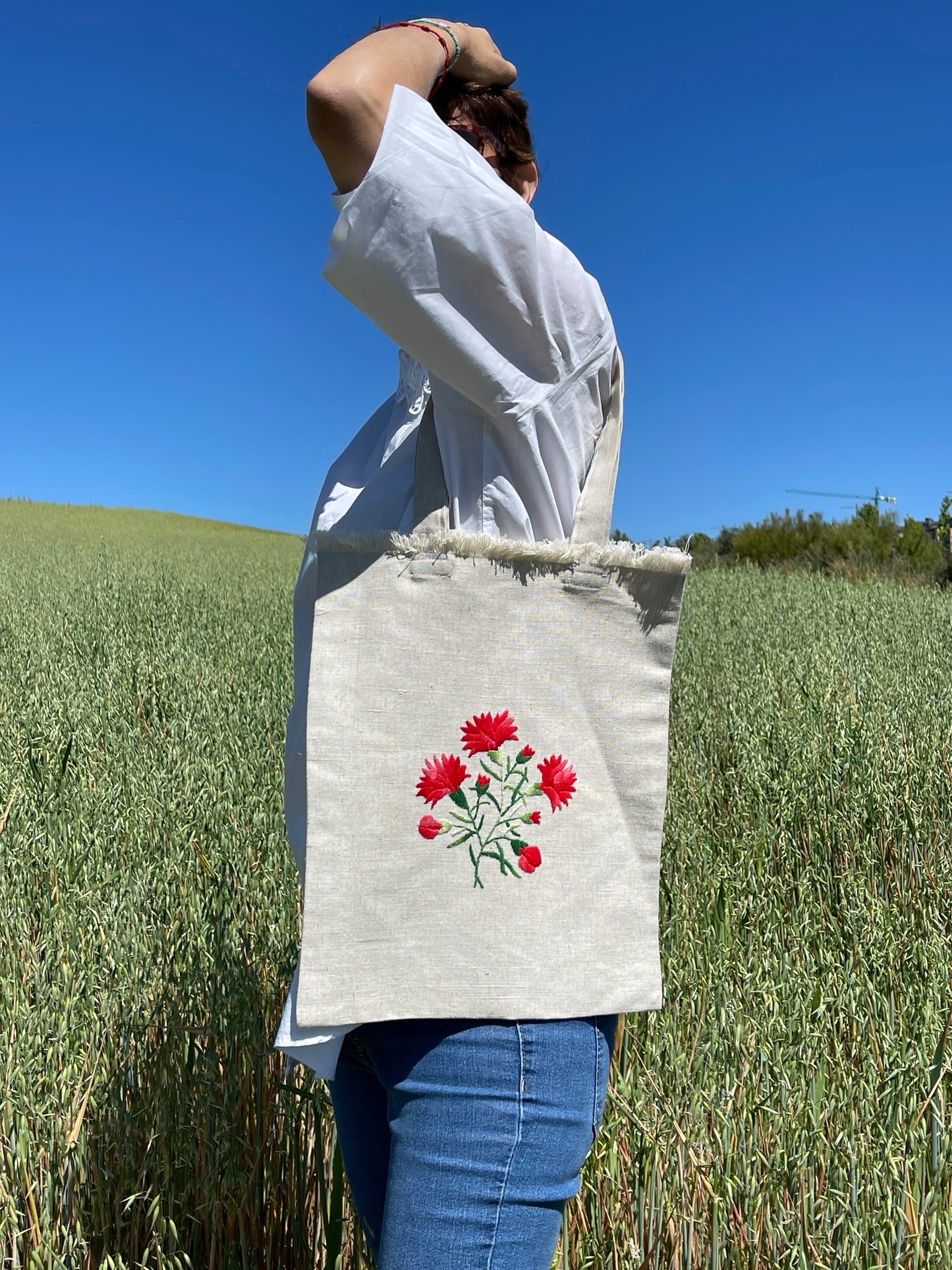 Bolso flores rojas