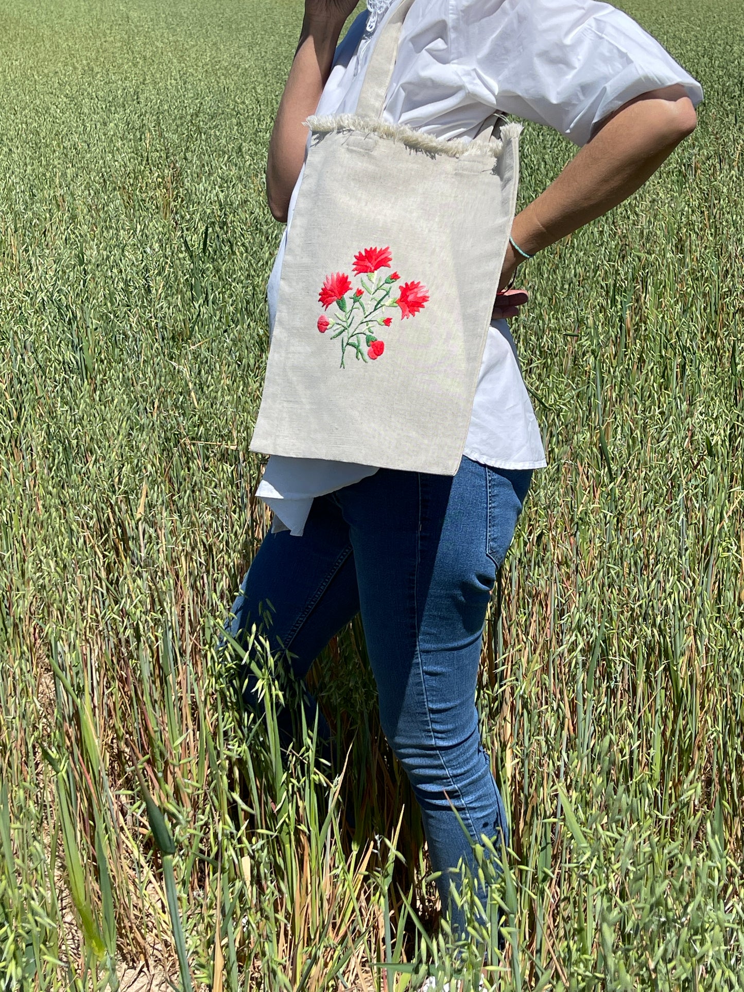 Bolso flores rojas